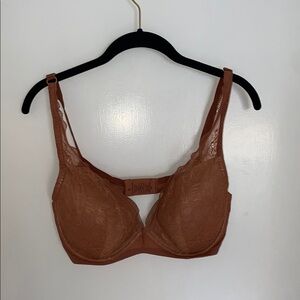 thirdlove graphic lace plunge bra in copper or like burnt orange/mauve color